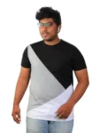 Black Grey and White Collar Block T-shirt