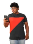 Cherry red Grey Color Block T-shirt